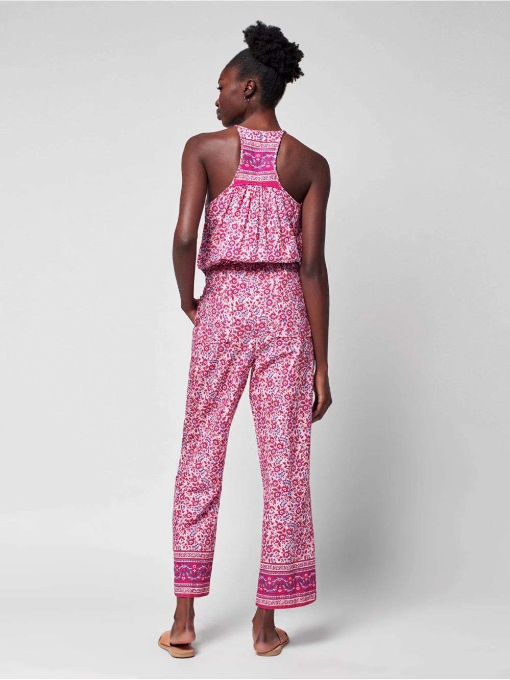 Faherty Adella Floral Jumpsuit Pink Organic Cotton Size Medium NWOT - Picture 8 of 14
